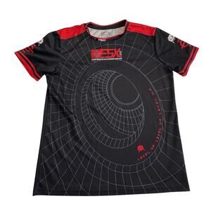 ESX 360 Esports Pro Gaming Jersey Boys Size 18 Black Red Grid Graphic Shirt